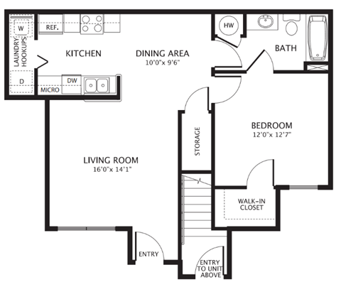 One Bedroom Floor Plan at Spring Haven Affordable Apartments in Spring Hill FL